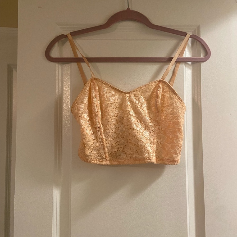 American apparel, lace ribbon bustier, pink, S